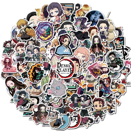 100Pcs Demon Slayer Japanese Anime Stickers Graffiti Skateboard Refrigerator Decorated Notebook Luggage Waterproof Sticker