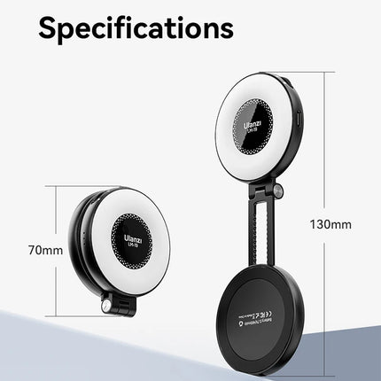 Ulanzi LM19 Mobile Phone Selfie Light Bi-color Pocket LED Magnetic Mini Ring Lamp Photography For iPhone 16 15 Apple 14 13 Pro