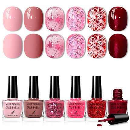 6pcs/set 8ml Water-Based Nail Polish Long Lasting Quick Drying No Lamp Cure Nail Supplies Vernis for Nails Manicure