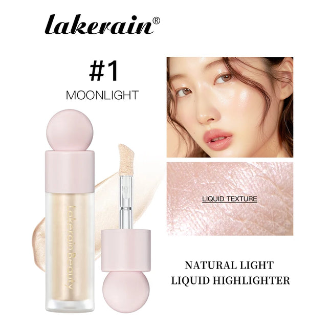 Lakerain Face Liquid Highlighter Waterproof Sweat-proof Long-lasting Golden Bronze Body Highlighter Fit&Smooth Brightening Fluid