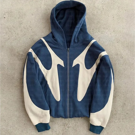 Harajuku Y2K Couple Zipper Hooded Coats Fashion Women Long Sleeve Retro American Hoodies Casual Letter Printed New Sweatshirts