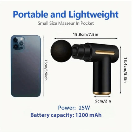 1pc Powerful Cordless Massage Gun with LED Display - Deep Tissue Muscle Relaxer, 4 Interchangeable Heads, 1200mAh Lithium Batter