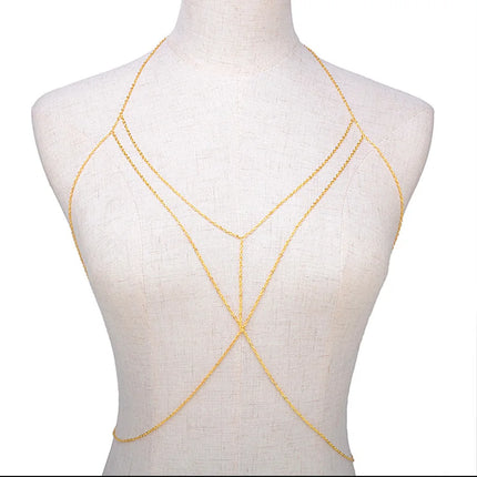 Metal Body Bust Chain Jewelry For Women Sexy Bikini Ladies Breast Crystal Breast Chain Necklace Decoration Summer Body Jewelry