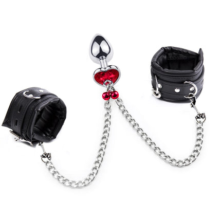 Thierry Handcuffs  to Anal Plug Wrist Ankle Cuffs Bondage Restraints Fetish Bdsm Kit Adult Games Product Sex Toys for Women Men