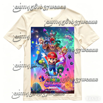 Super Mario Galaxy Movie Cover T-Shirt Summer Y2K Oversized Casual Short Sleeve Fashion Top for Men Women Kids - Family Matching