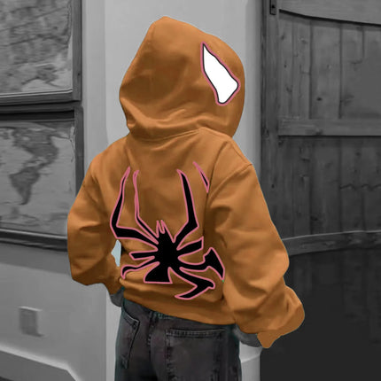 European and American Halloween Personalized Men's and Women's Sweatshirts and HoodiesY2KCouple Large Size Spider-Manzip hoodie