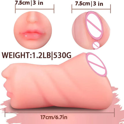 3D Flesh The Light Male Masturbation Artificial Vagina Ass mouth Silicone 3 In 1 Adult Sex Toy Sex Doll For Man Pocket Pussy Ass