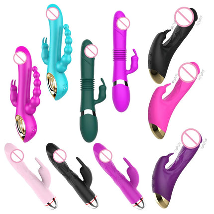 Silicone Rabbit Vibrator Large Dildo G Spot Clitoral Stimulator, Waterproof Rechargeable Dual Motor Female Masturbator Dildo