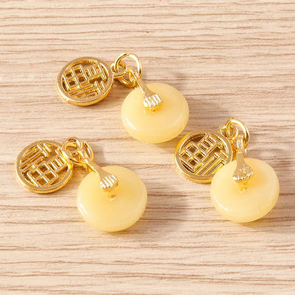 Tusember 10pcs Traditional Chinese Good Fortune Lucky Jade Charms Pendants for Jewelry Making Earrings Necklace Bracelet DIY