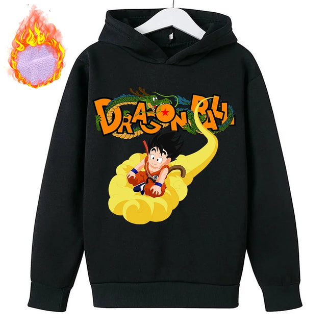 New Dragon Ball Z Hoodies Children's Goku Fleece Sweatshirt Y2k Trendy Plush Hoodie Anime Pattern Clothes Clothing for Boys Gift