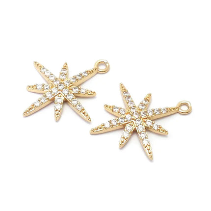 18K Gold Color Brass  Zircon Star Charms Pendants Jewelry Necklaces Earrings Bracelets Making Supplies Diy Findings Accessories