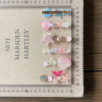5Pcs Mermaid Hair Clips Set – Candy Color Shell & Starfish Side Bangs Clamps, Cute Ocean Theme Hair Accessories for Girls