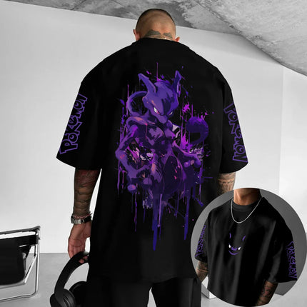 Summer Anime Pokémon Cosplay T-Shirt Cotton Short Sleeve Tops Casual Loose Retro T-Shirt Men Women Family Matching Outfits Tops