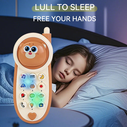 Cute Bear Baby Phone Toy Music Sound Telephone Sleeping Toys Simulation Phone Multifunctional Early Educational Toy with Lights