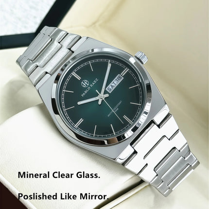 PABLO RAEZ Luxury Quartz Men's Wristwatch Men Watches Waterproof Luminous Date Week Stainless Steel Men's Watch Male Reloj+box