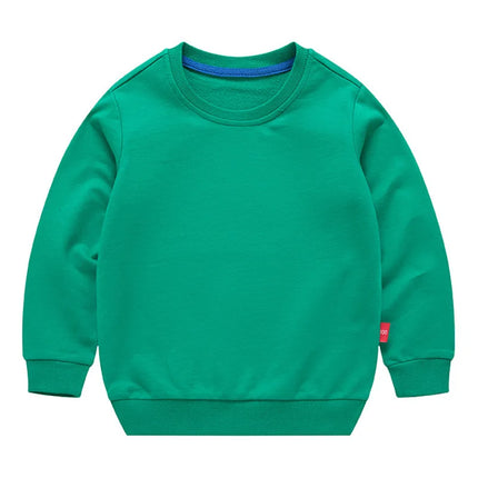 Spring Children's Cotton sweatshirt Boy and Girl Casual Solid Plain Hoodies Tops 3-10 Years Kids Long Sleeve T-shirt Cltohes