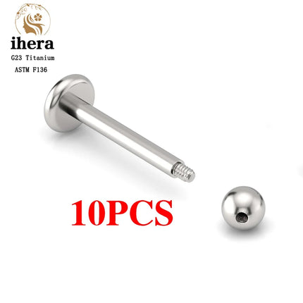 10PCS G23 Titanium Eyebrow Piercing Jewelry Nose Septum Piercing Ring C Rod 16G ASTM F136 Women Labret Lip Stud Wholesale
