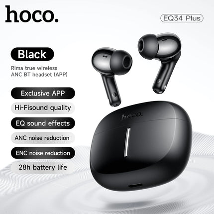 HOCO ANC Acitve Noise Reduction Wireless Bluetooth 5.4 Earbuds With App Control EQ Sound HiFi Sports Music Earbuds 28H Standby