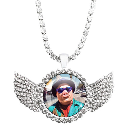 John Pork Is Calling Answer Call Phone Humor Funny Pig Graphic Glass Cabochon Angel Wings Pendant Necklace Jewelry Giftwholesale