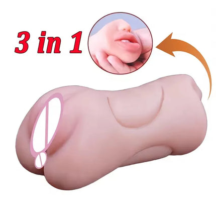 2 IN 1 Sex Toys Masturbation For Men Deep Throat Artificial Real Pussy Oral Male Masturbator Realistic Vagina Adult Pocket Pussy