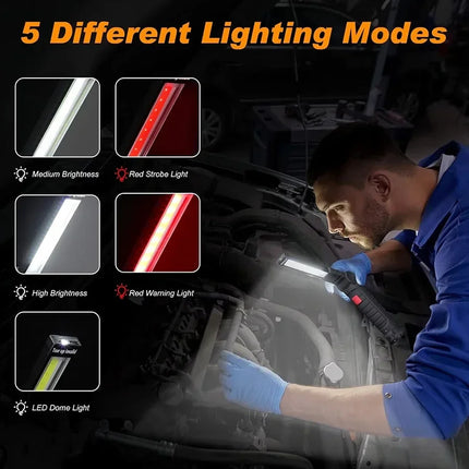 Powerful COB LED Work Light Car Garage Mechanic Lamp USB Rechargeable Flashlight Magnetic Torch Emergency Light Warning Light