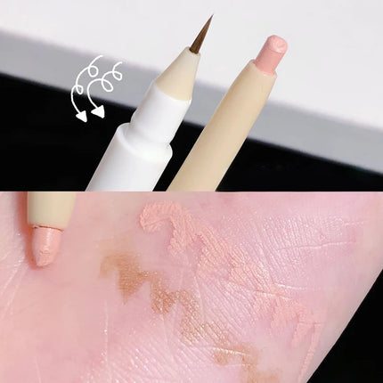 Double Head Matte Pink Lying Silkworm Pen Waterproof Lasting Brightening Glitter Natural Eyeshadow Pen Korean Makeup Cosmetic ﻿