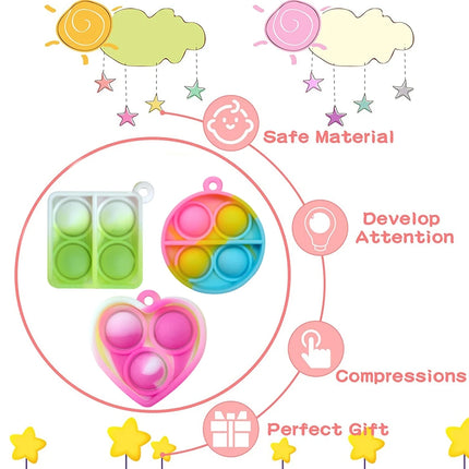 12/24/48Pcs Mini Pop Fidget Toy Pack Kit Keychain Stress Relief Toys Party Favors Office Desk Toy for Kids Adults Brinquedos