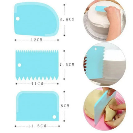 3pcs Cake Scraper Smoother Set, Cake Icing Smoother Tool For Cake Decoration,Plastic Dough Scraper Multifunctional Kitchen Tools