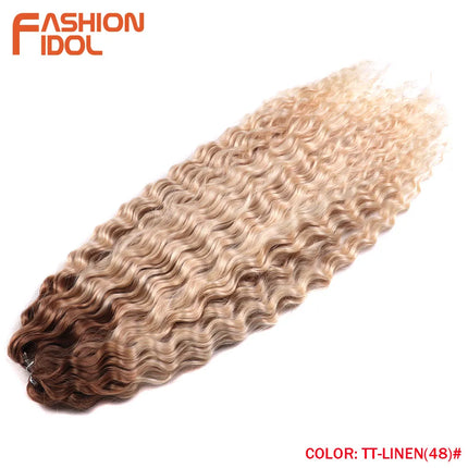 22 inch Curl Hair 300g/3pcs Water Wave Twist Crochet Hair Synthetic Braid Hair Ombre Blonde Deep Wave Braiding Hair Extensions