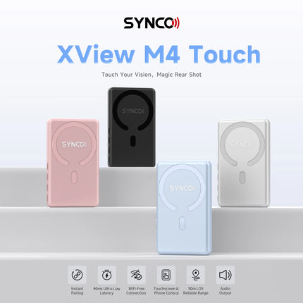 SYNCO XView M4 Touch Wireless 4K Selfie Monitor, Touchscreen Reverse Phone Control, MagSafe Design, 50m Range for Vlogging