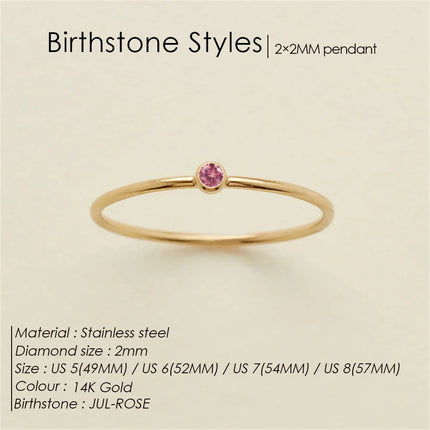 eManco Stainless Steel Birthstone Ring  Gold Color Simple Fashion Style For Women Festival Party Gift