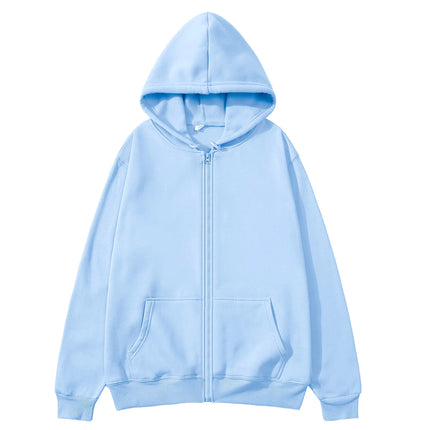 2025New Trendy Sweatshirt Coat Front Pockets Warm Zipper Lamb Wool Jacket Men and Woman Autumn Winter Pure Color Cardigan Hoodie