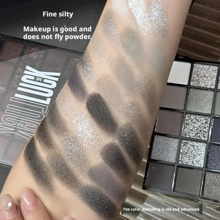25 Colors Black Grey Smokey Eyeshadow Palette, Matte Black White Gray Silver Smoky Eye Shadow, Black Eyeshadow Makeup Goth Look