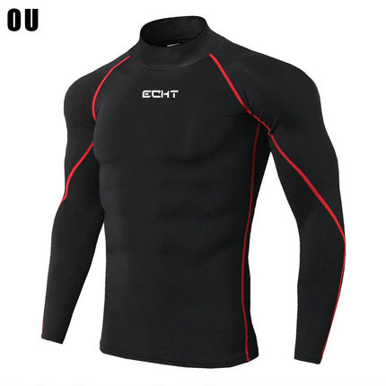 Men's Workout Compression Shirt Turtleneck Long Sleeve Rash Guard Gym Base Layer Athletic Undershirt Gear Sports Shirt