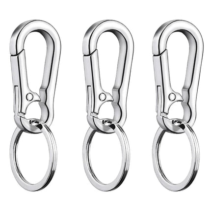 Silver Metal Blank Keyring Keychain with Ring Link Long Round Split Keychain Keyrings Chains Stainless Steel Key Rings Holder