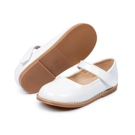 KIDSUN Black Fashion Children's Shoes Girl Formal Buckle Rubber Sole Leather Princess Dress Shoes Classic Size 21-32