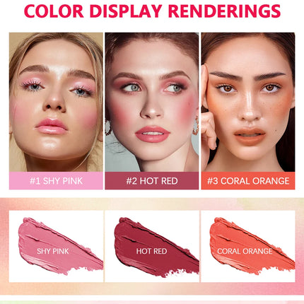 Tinted Mositure Blush Stick Face Pink Cream Cheek Blusher Cosmetics 3 in 1 Makeup Tubes used on lips eyes cheeks