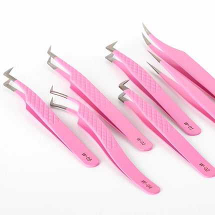 Natuhana Rose red Tweezers Stainless Steel  Tweezers High Precision Anti-static Tweezers for Eyelash Extensions Makeup
