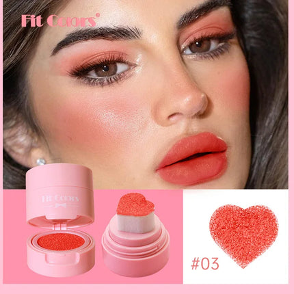 Heart Blush Stick Sponge Stamp Facial Blush Waterproof Brightening Face Contouring Shadow Blusher Tint Cheek Korean Cosmetics