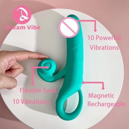 Vibra Snail Dildo Vibrator Flexible for Perfect Clit Fit Rabbit Vibrator 10 Powerful Vibrations Sex Toy Women Masturbate Massage