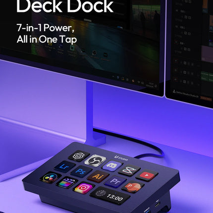 Ulanzi D200H Deck Dock Streaming Controller 7-in-1 One-Tap Creative Hub Customizable Stylish Desk Intelligent Lighting Control