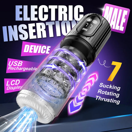 High Speed Automatic Thrusting Rotating Piston Stroker Masturbator Telescopic Vagina Blowjob Masturbation Sex Toys for Men 18