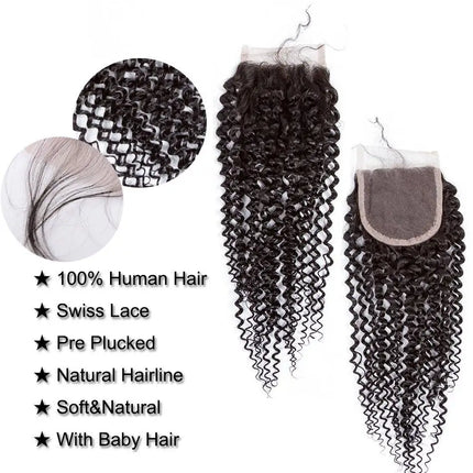 4x4 HD Transparent Lace Closure Human Hair Straight Body Wave Deep Wave Kinky Curly Lace Closure Preplucked With Baby Hair