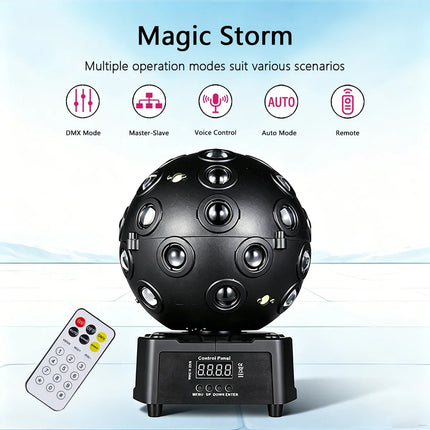150W Magic Storm Rotating Ball Light DMX512 Sound Control Strobe Lamp Remote DJ KTV Bar Party Disco Club Stage Effect Lighting