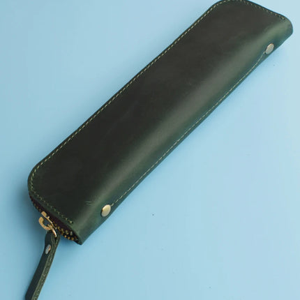 Nature Cowhide Pencil Case Zipper Pen Holder Organizer Protection Bag Handmade Genuine Leather Pencilcase Office School Supplies