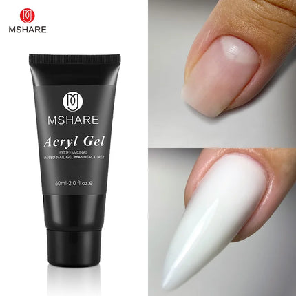 MSHARE Poly Nail Extension Gel TPO Hema Free Milky White Nails 60g Nail Extension Camouflage Quick Building Finger 60ml