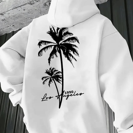 Coconut Tree Pattern Men's Fashion Printed Hooded Sweatshirt，Front and back printed hoodie, a fashionable and unique item