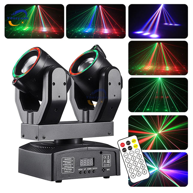 Nouvelle Lumière Double Tête Mobile Faisceau Avec Télécommande D'Ouverture DMX512 DJ Disco Bar Fête De Noël Lumière D'Effet Pour Anniversaire