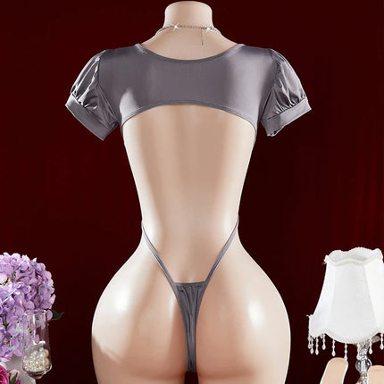 Sexy One-piece  Hot Hollow Open Bra Baby Doll Cosplay Bodysuit Sexy Women's Sex Clothes Crotchless Exposed Navel Erotic Costumes