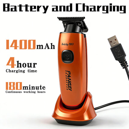 BRDCLIP BRD-729 Professional Electric Hair Trimmer 8000RPM Brushless Motor DLC Blade with Base Men BarberShop Carve Hair Clipper